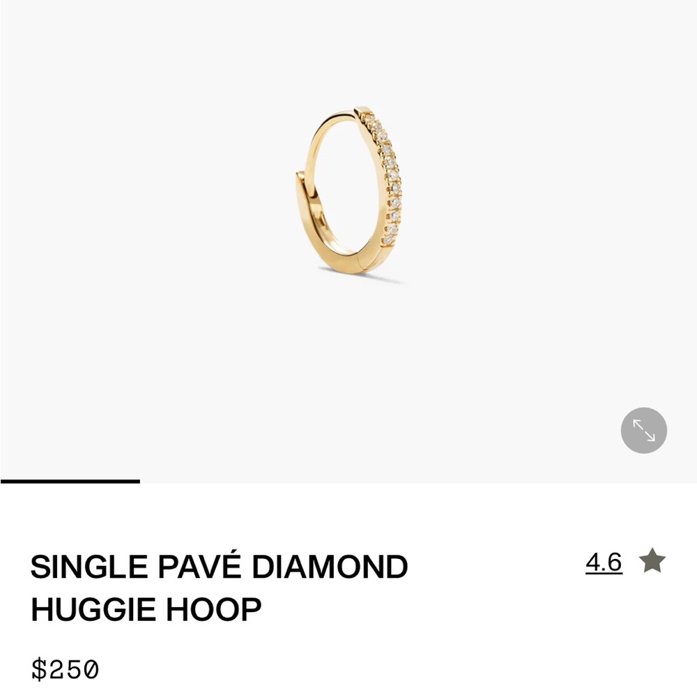 Mejuri Single Pavé 14K SOLID GOLD REAL DIAMONDS Huggie Hoop EXCELLENT CONDITION🎁